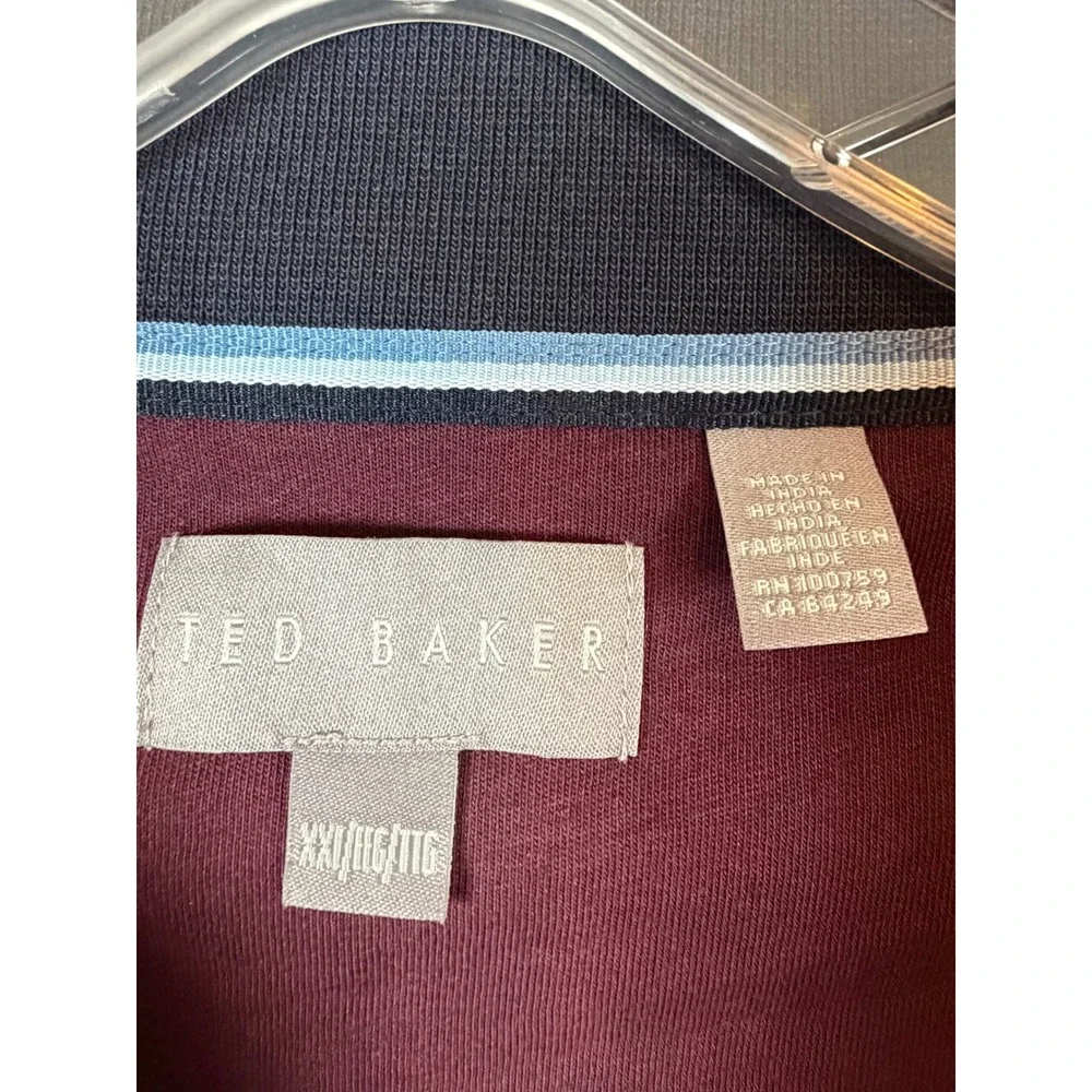NWT Ted Baker Mens XXL Burgundy Waffle Knit Quarter Zip Pullover Sweater Golf